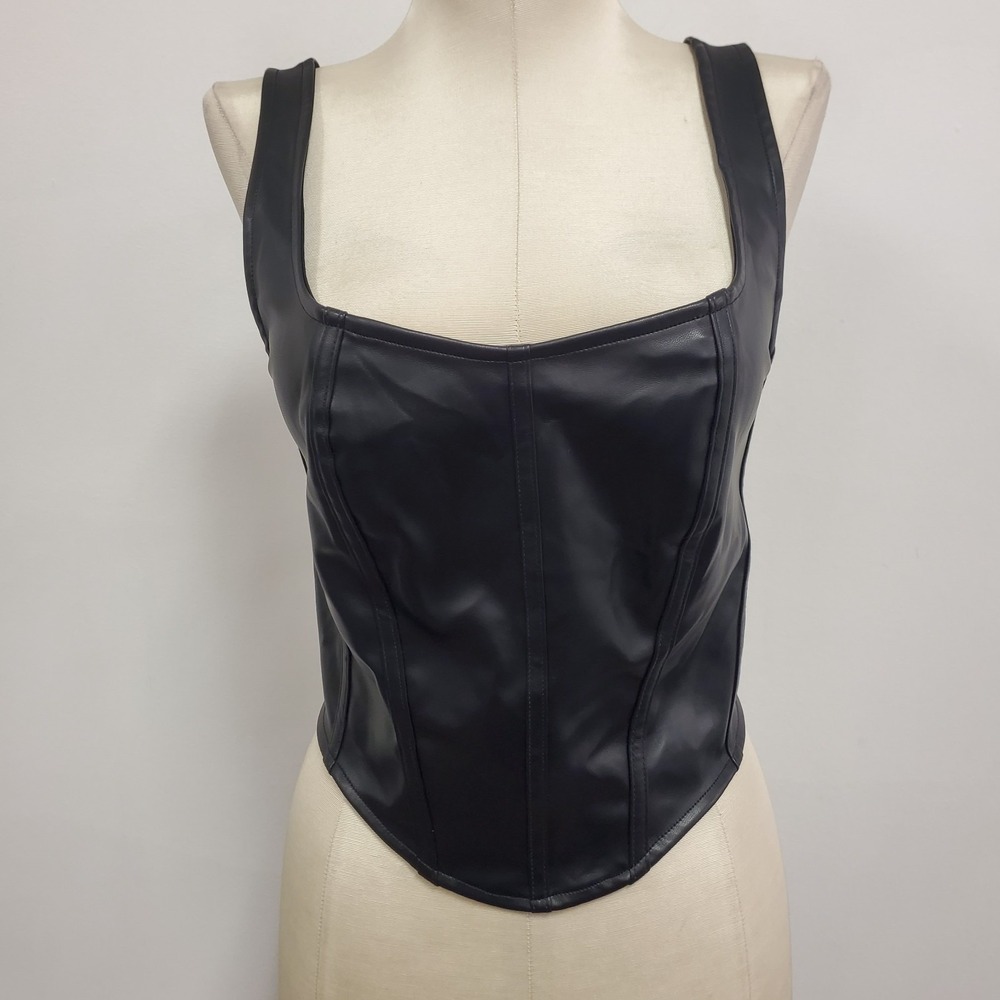 Sincerely Jules Womens‎ Faux Leather Whimsigoth Corset Top Size L Goth Grunge